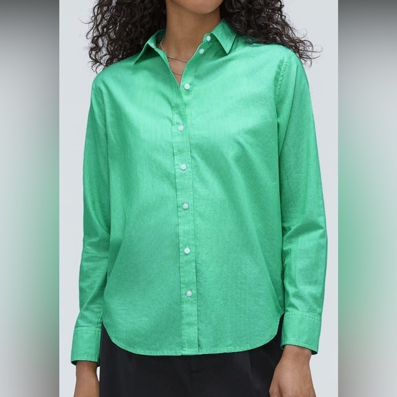 NWT Everlane Silky Cotton Relaxed Striped Button Down Oxford Womens Shirt Size 0 - Picture 7 of 10